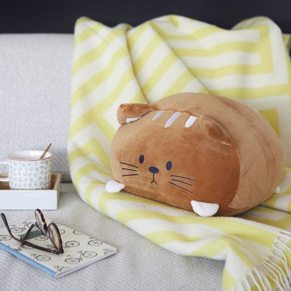Coussin, Kitty, marron, polyester