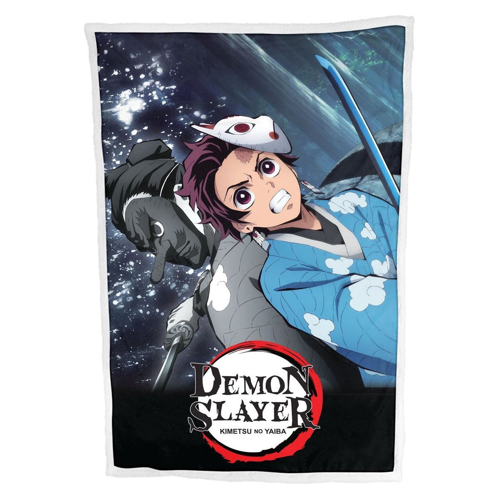 HOMADICT PLAID SHERPA DEMON SLAYER TANJIRO BLUE COSTUM 100X150CM