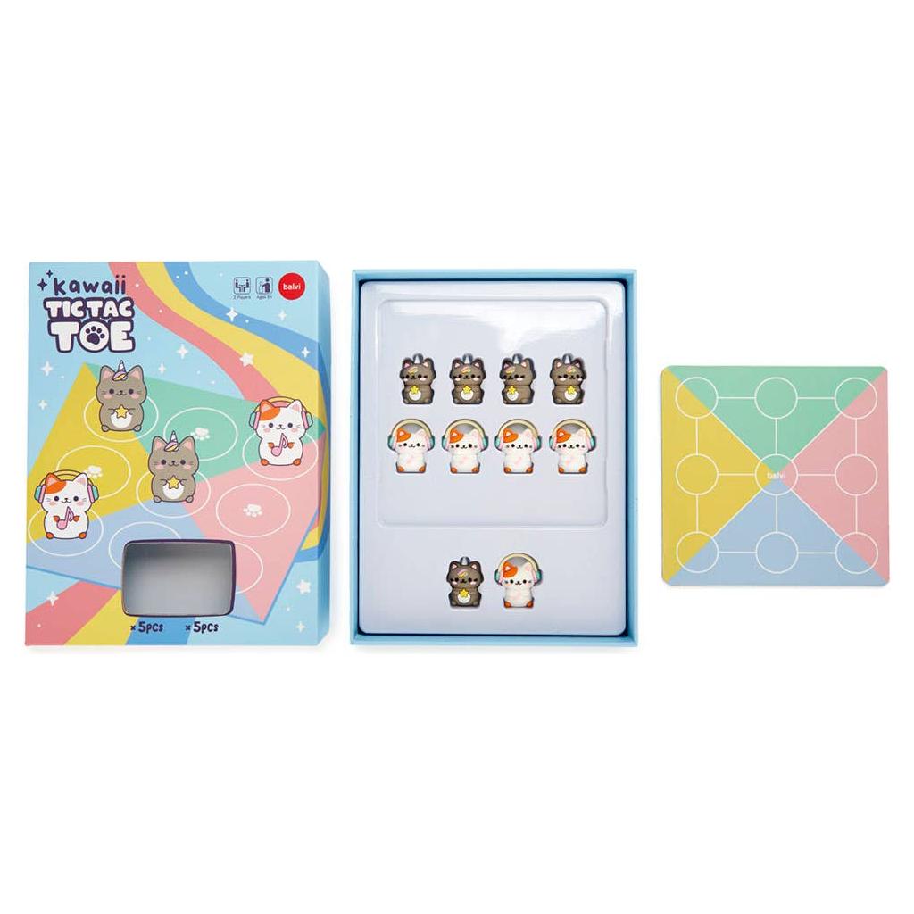 Jeu de plateau Kawaii Tic Tac Toe, plastique/carton