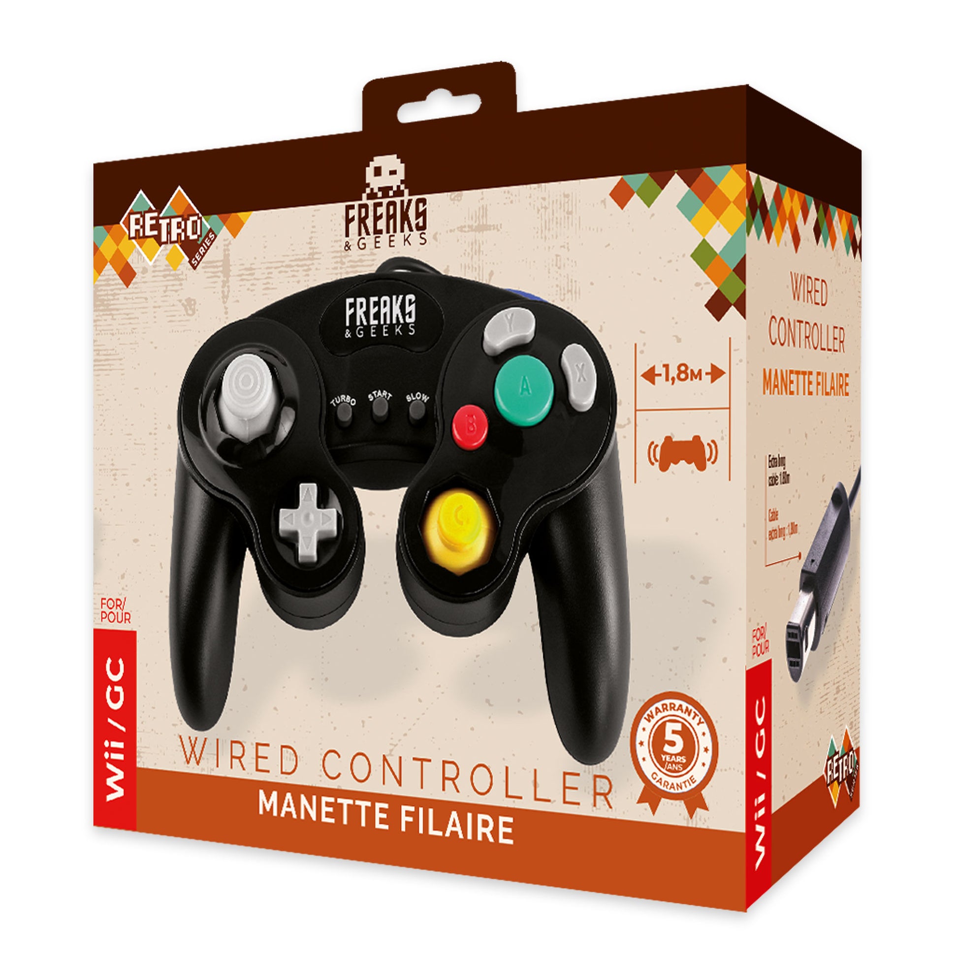 Manette Noire Wii/GCN  avec fonction Turbo et Slow
