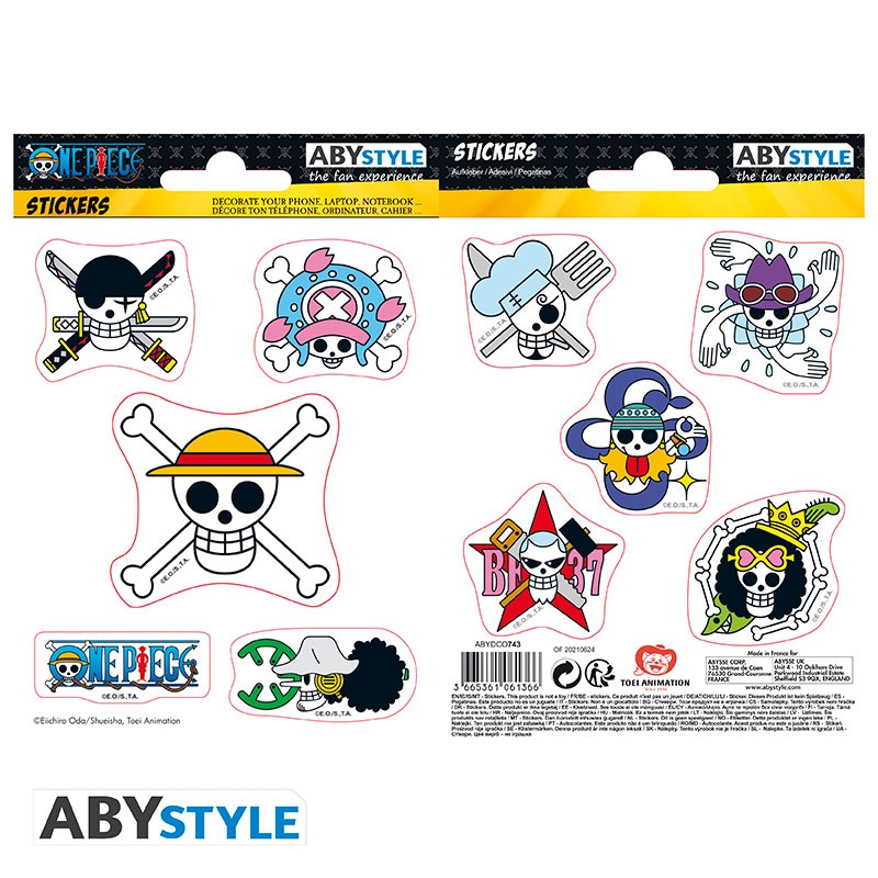 ONE PIECE - Stickers - 16x11cm/ 2 planches - Skulls équipage Luffy