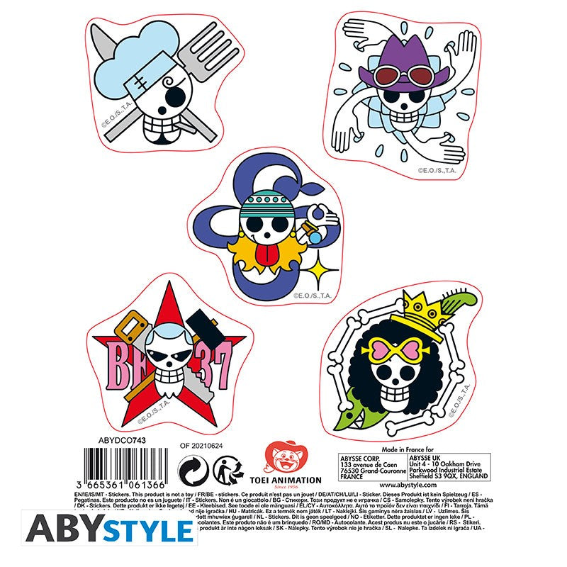 ONE PIECE - Stickers - 16x11cm/ 2 planches - Skulls équipage Luffy